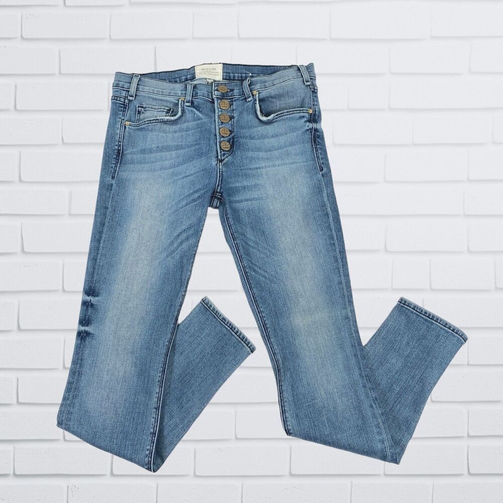 Mcguire Womens Jeans 30 Blue Denim Skinny Ankle Button Fly Pants 29x28 USA 15J